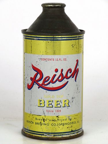 1953 Reisch Gold Top Beer 12oz 181-18 High Profile Cone Top Springfield, Illinois