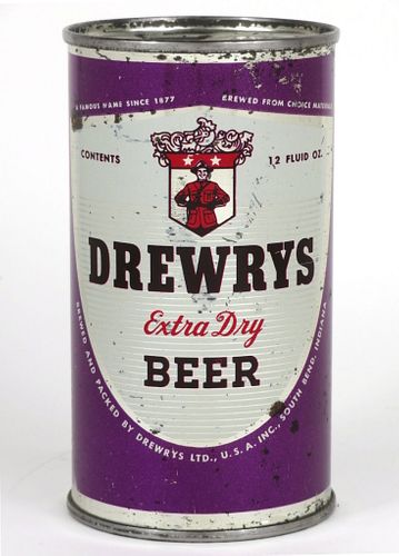 1955 Drewrys Extra Dry Beer Square Face/Round Face 12oz 57-03.2 Flat Top South Bend, Indiana