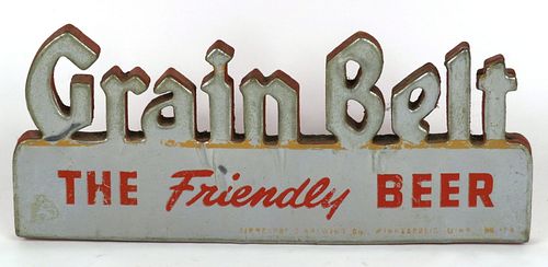 1943 Grain Belt Beer Backbar Sign Minneapolis, Minnesota