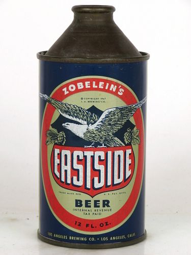 1947 Eastside Beer 12oz 160-12 High Profile Cone Top Los Angeles, California