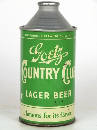 1940 Goetz Country Club Beer 12oz 165-18 High Profile Cone Top St. Joseph, Missouri