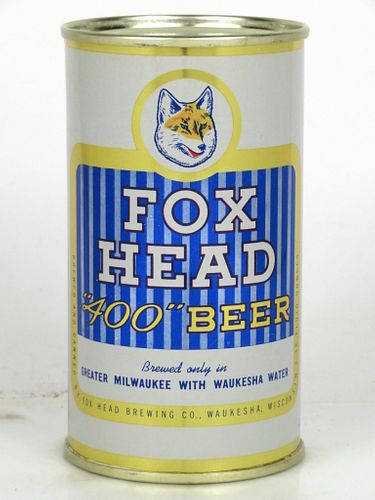 1958 Fox Head "400" Beer 12oz 66-14 Flat Top Waukesha, Wisconsin