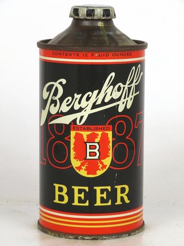 1937 Berghoff 1887 Beer 12oz 151-21 Low Profile Cone Top Fort Wayne, Indiana