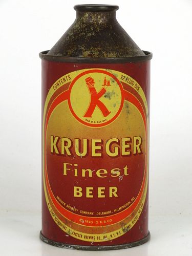 1948 Krueger Finest Beer 12oz 172-07 High Profile Cone Top Wilmington, Delaware