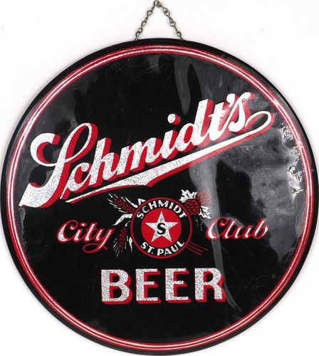1950 Schmidt's City Club Beer Button Sign Saint Paul, Minnesota