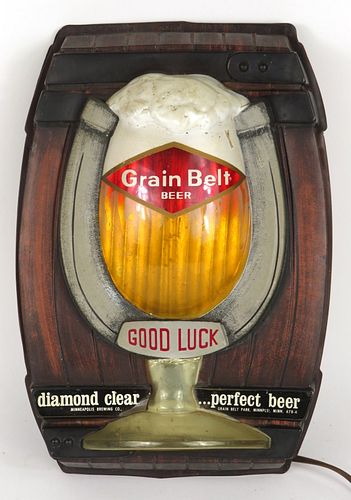 1967 Grain Belt Beer Horseshoe Bubbler Sign Minneapolis, Minnesota