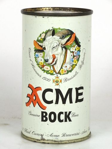 1951 Acme Bock Beer 12oz 29-16 Flat Top Can San Francisco, California
