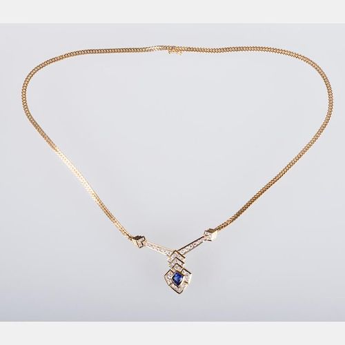 An 18kt. Yellow Gold, Sapphire and Diamond Necklace,