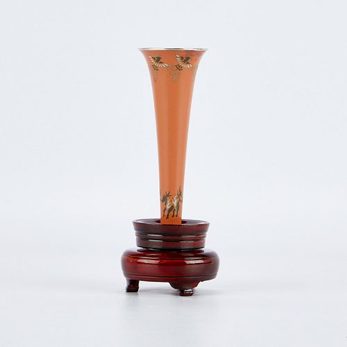 Japanese Ando Jubei Cloisonne Trumpet Vase w/ Box