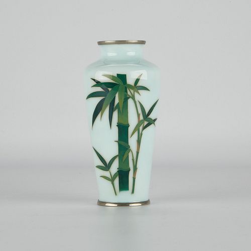 Japanese Sato Cloisonne Vase w/ Bamboo
