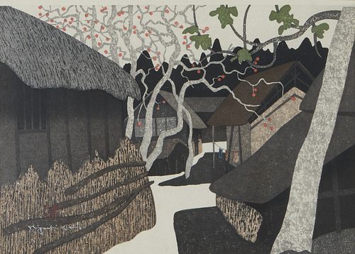Kiyoshi Saito Japanese Village Scene Print