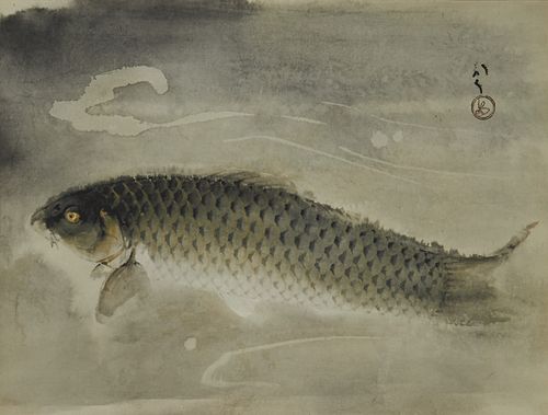 Kawabata Ryushi Japanese Scroll Painting Carp