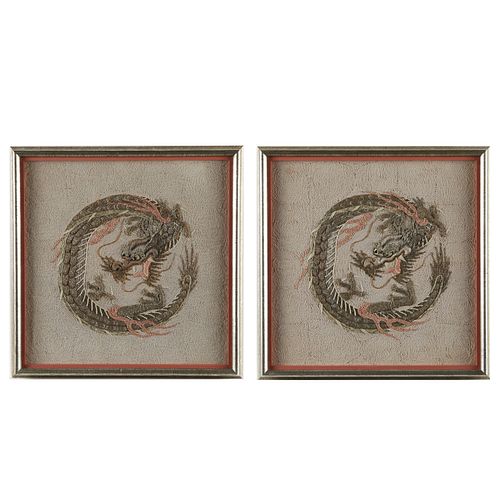 Pr: Japanese Silk Embroidered Dragons