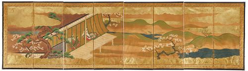 Japanese Folding Floor Screen - Edo Period