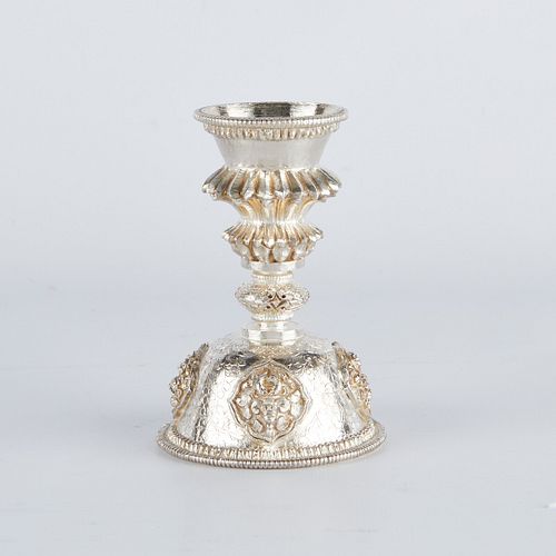 Tibetan Silver Buddhist Butter Lamp