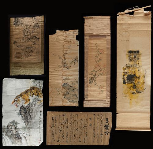Grp: 6 Chinese Paintings Hanging Scrolls