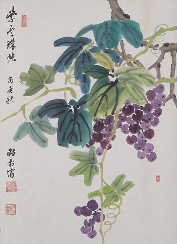 20th c. Chinese Painting Grapes