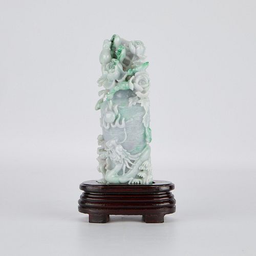 Chinese Jade Carving Vase w/ Dragon