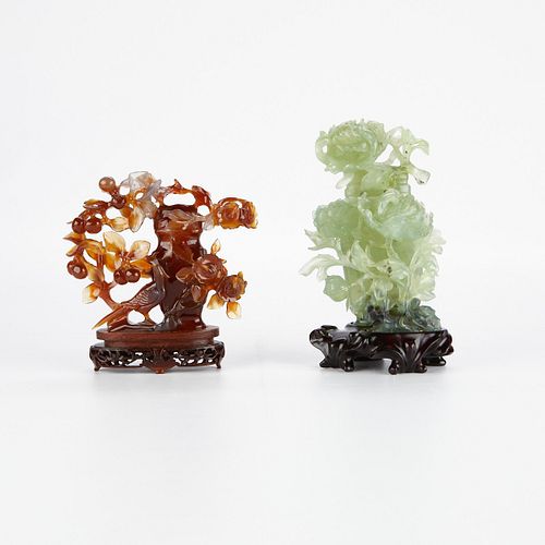 Grp: 2 Chinese Stone Carvings Serpentine & Agate