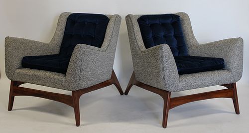 A Midcentury Style Pair Of Upholstered Armchairs