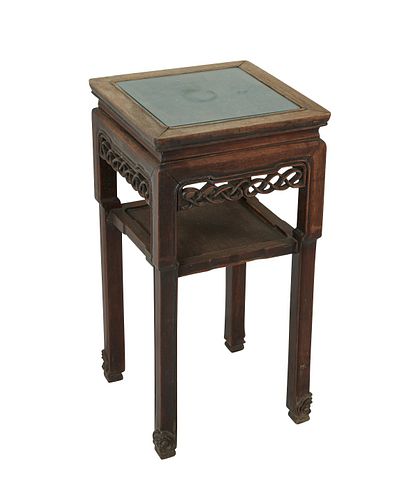 19th c. Chinese Rosewood Stand w/ Carved Skirt