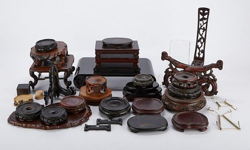 Large Group of Chinese Wooden Display Stands