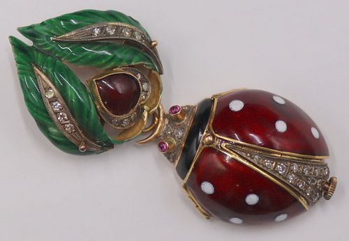 JEWELRY. Gold, Diamonds, Enamel and Colored Gem
