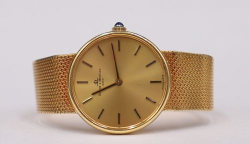 JEWELRY. Baume & Mercier 18kt Gold Bracelet Watch.