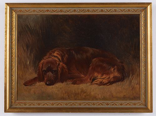 Hermann Simon Oil on Canvas Dog Painting 1883