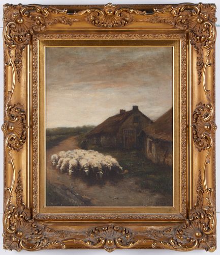 Anton Mauve "Return of the Flock" Oil on Canvas