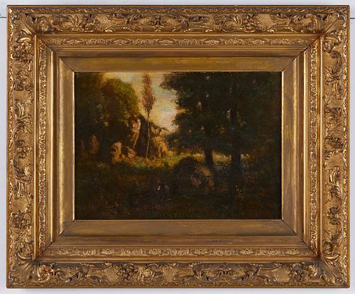 Unsigned 19th c. Oil on Board Landscape Painting