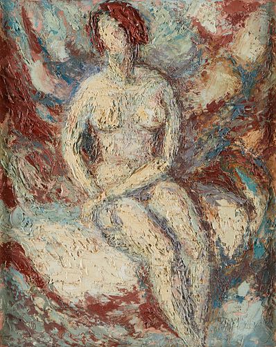 August Molder "Sitting Woman" Oil on Canvas