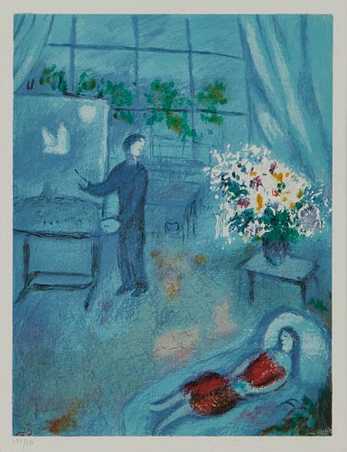 Marc Chagall Lithograph "The Artist and His Model"