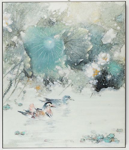 Hu Chi-Chung "Under the Lily Pods" Oil Painting