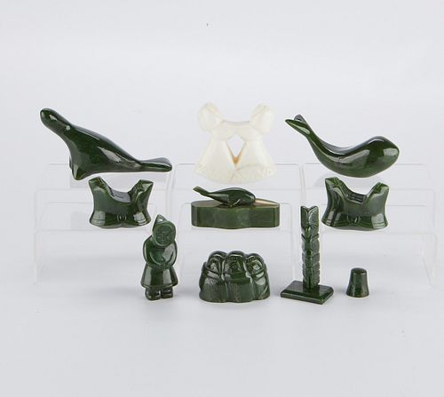 Grp: 10 Alaskan Carved Jade Inuit Items