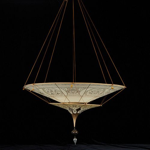Large Fortuny Italian Silk Scheherezade Lamp