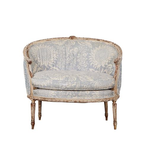 French Loveseat w/ Blue Upholstery