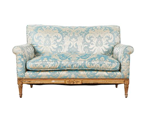 French Upholstered Giltwood Loveseat or Settee