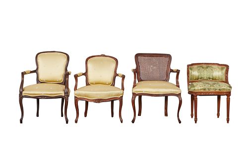 Grp: 4 French Armchairs, Dressing Table, Parlor
