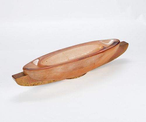 George Bucquet Oval Art Glass Bowl