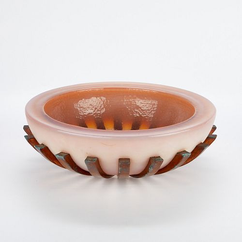 George Bucquet Round Art Glass Bowl