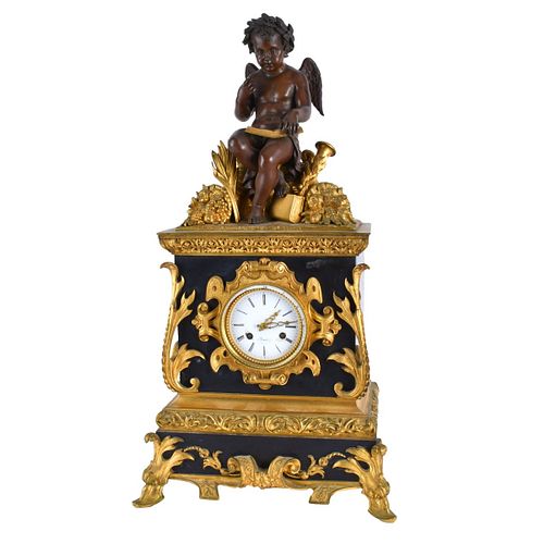 Antique French Bronze Mantle Clock