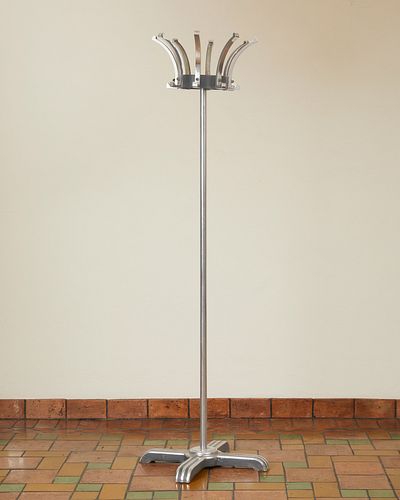 A Machine Age chromed metal hat stand