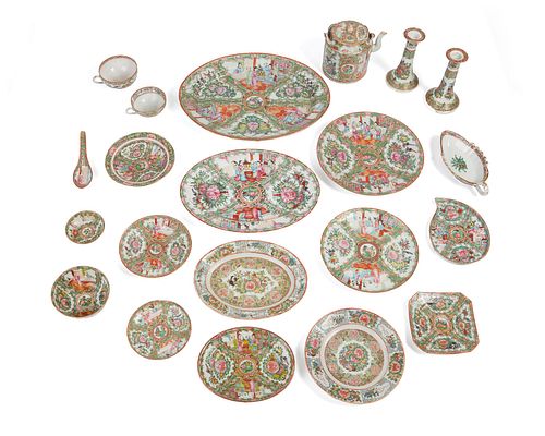 A partial Chinese Canton famille rose porcelain dinner service