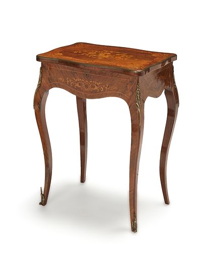 A French Louis XV-style marquetry dressing table