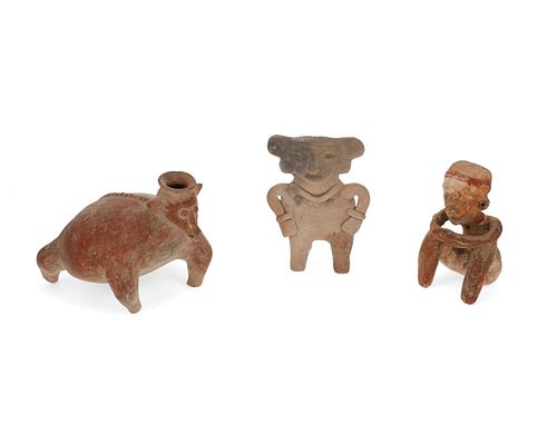 Three Pre-Columbian earthenware figures
