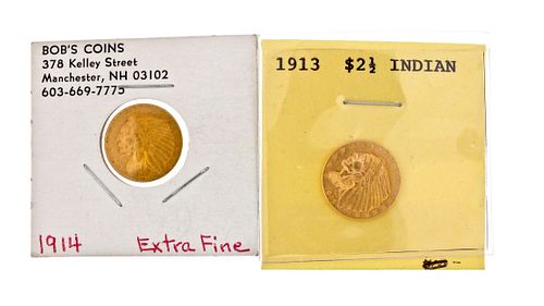 Two $2? dollar Gold Indian Head Coins