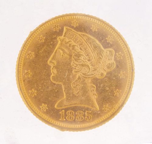 1885 $5 Gold Liberty Head Coin