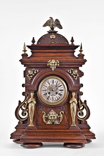 A large late 19th century Lenzkirch mantel clock