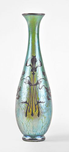 An attractive Loetz silver overlay vase